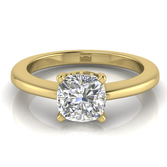 4 Prong Basket Cushion Cut Moissanite Engagement Ring