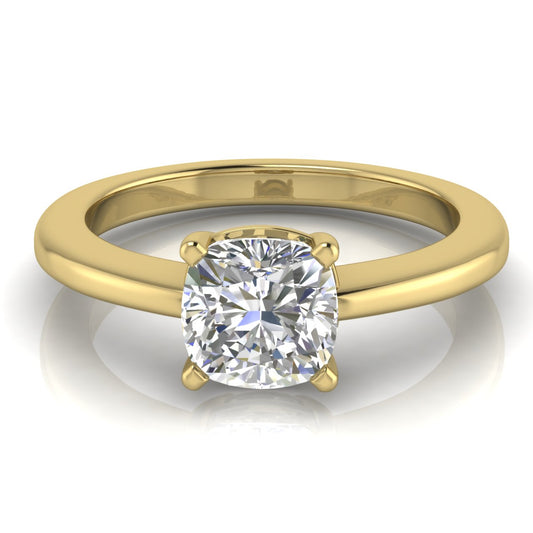4 Prong Basket Cushion Cut Lab Diamond Engagement Ring