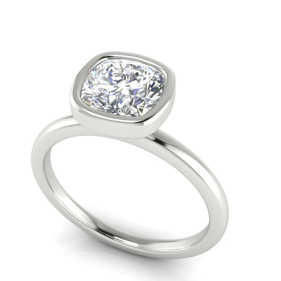Bezel Cushion Cut Lab Diamond Engagement Ring