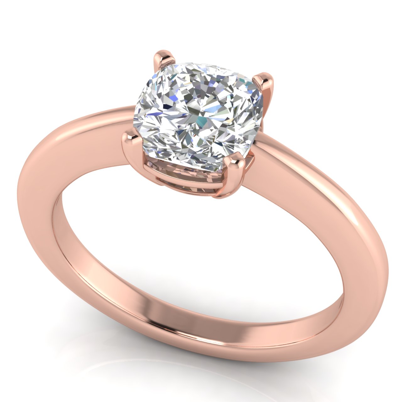 4 Prong Basket Cushion Cut Lab Diamond Engagement Ring