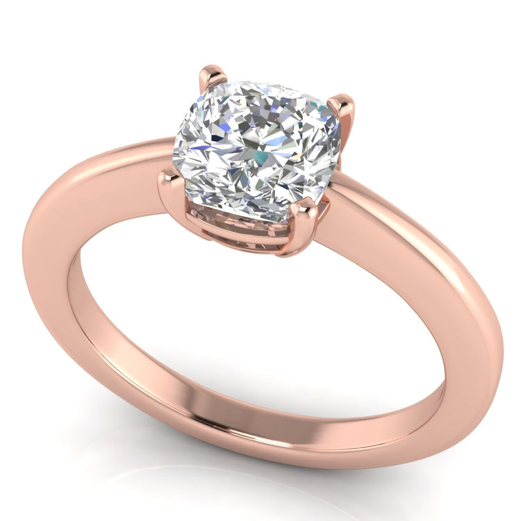 4 Prong Basket Cushion Cut Lab Diamond Engagement Ring