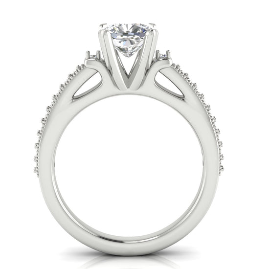 Shoulder Set Vintage Cushion Cut Lab Diamond Engagement Ring