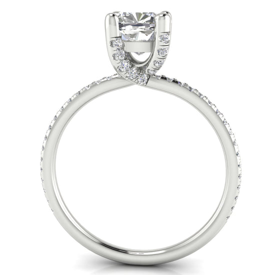 Prong Pave Cushion Cut Moissanite Engagement Ring