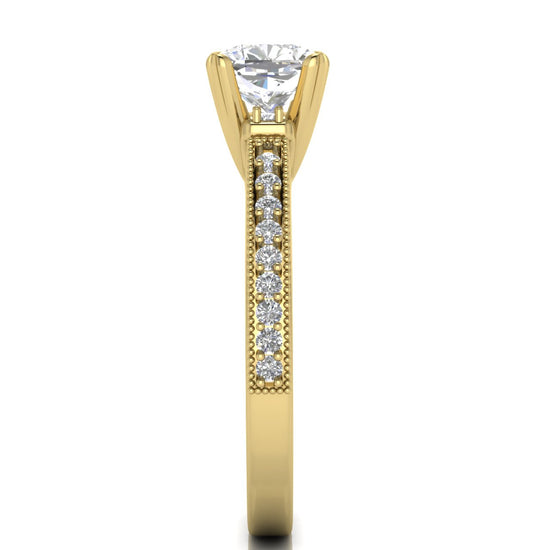 Shoulder Set Vintage Cushion Cut Moissanite Engagement Ring