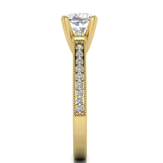 Shoulder Set Vintage Cushion Cut Lab Diamond Engagement Ring