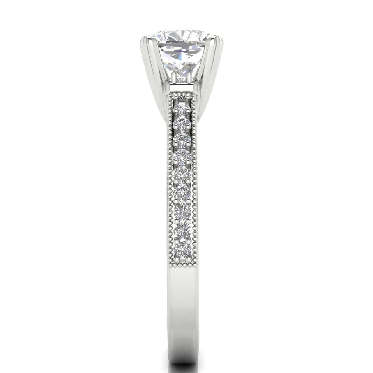 Shoulder Set Vintage Cushion Cut Lab Diamond Engagement Ring