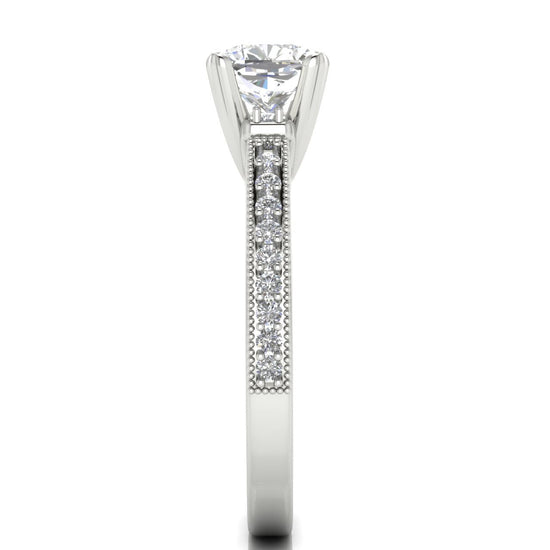 Shoulder Set Vintage Cushion Cut Lab Diamond Engagement Ring