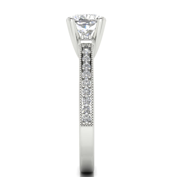 Shoulder Set Vintage Cushion Cut Lab Diamond Engagement Ring