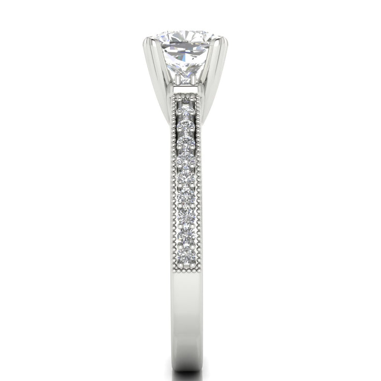 Shoulder Set Vintage Cushion Cut Moissanite Engagement Ring