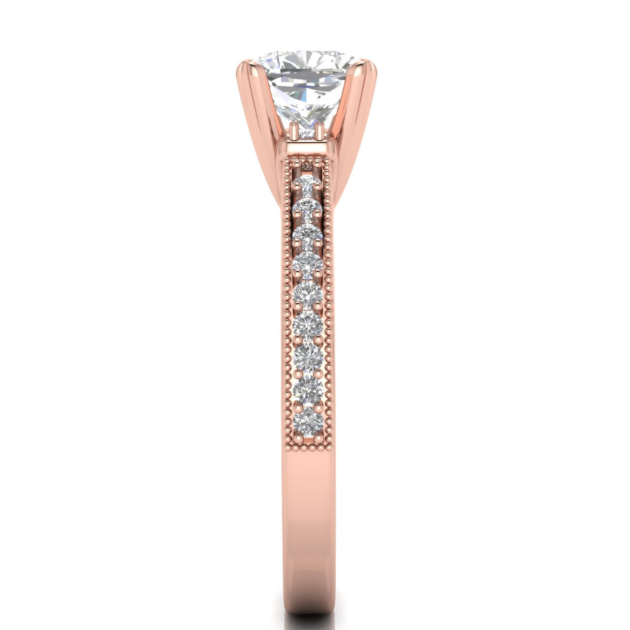 Shoulder Set Vintage Cushion Cut Lab Diamond Engagement Ring