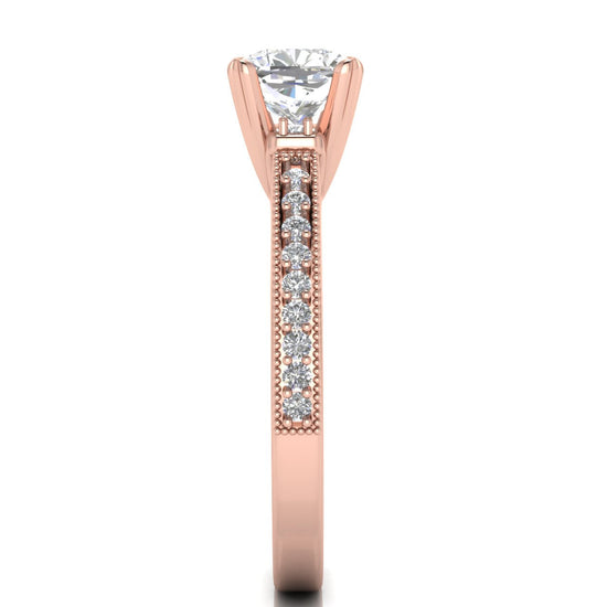 Shoulder Set Vintage Cushion Cut Lab Diamond Engagement Ring