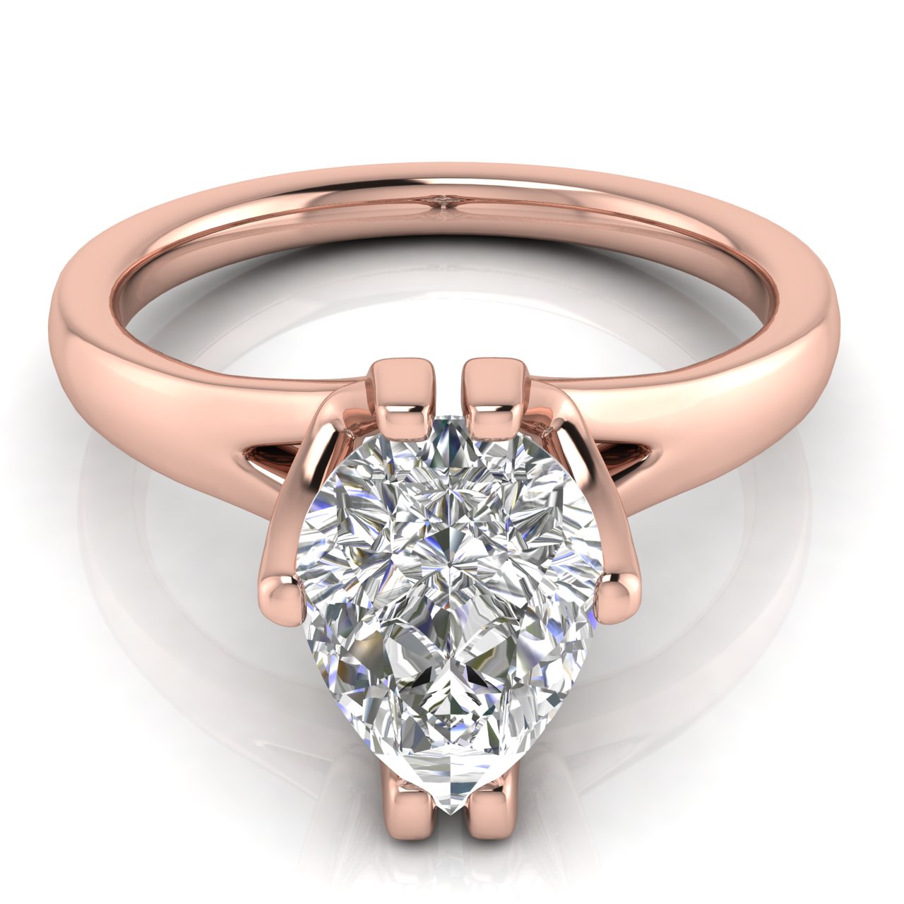 Suspended Pear Shaped Moissanite Engagement Ring