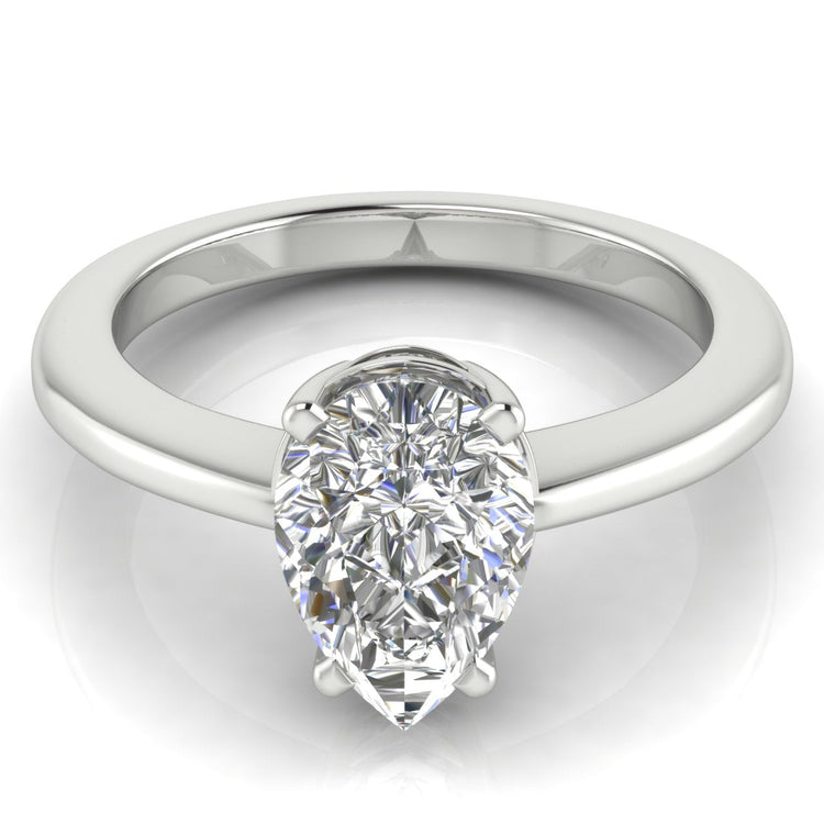 4 Prong Basket Pear Shaped Lab Daimond Engagement Ring