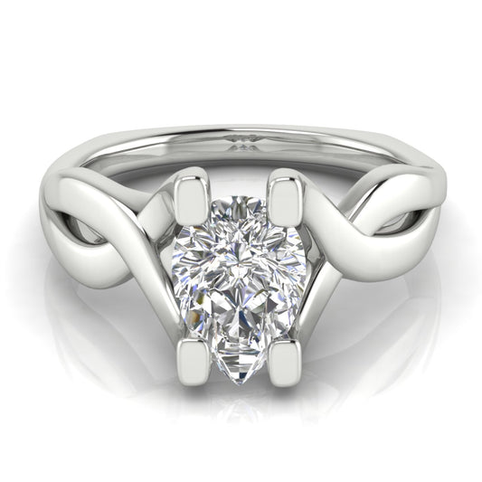 Twisted Shank Pear Shaped Engagement Ring | Moissanite | Lab Grown Diamond