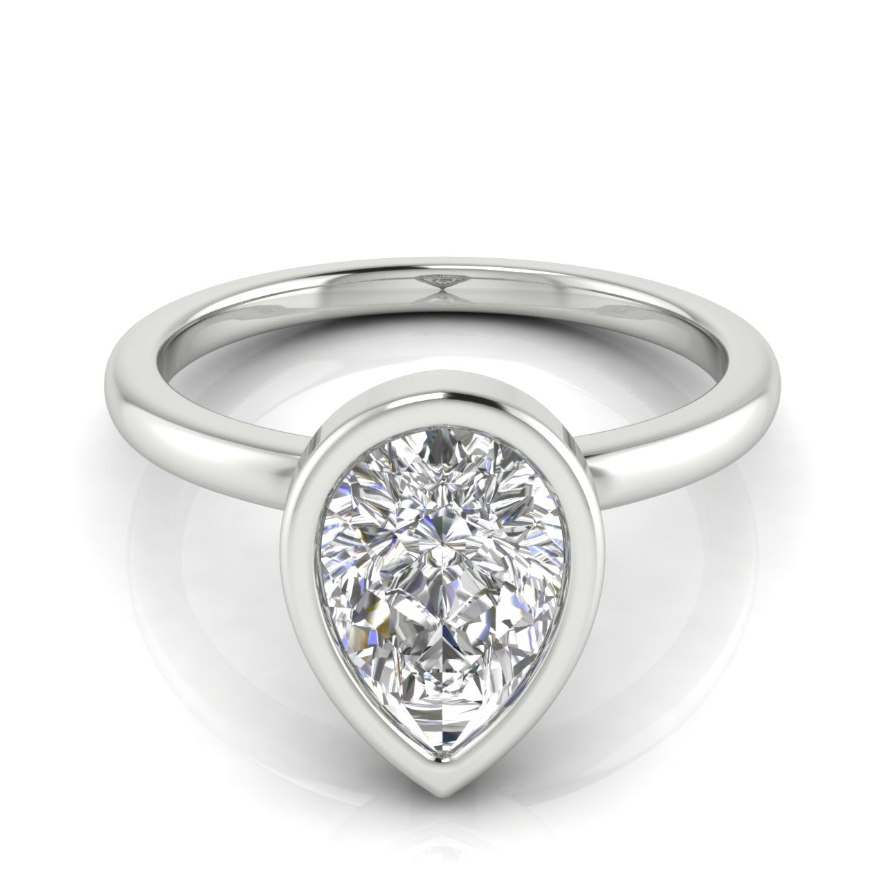 Bezel Pear Shaped Moissanite Engagement Ring