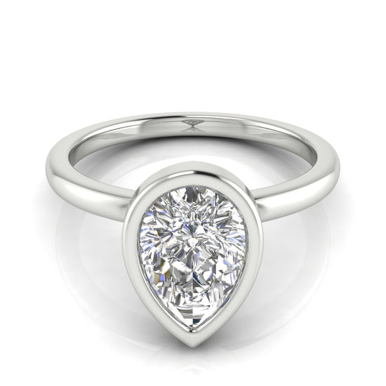 Bezel Pear Shaped Moissanite Engagement Ring