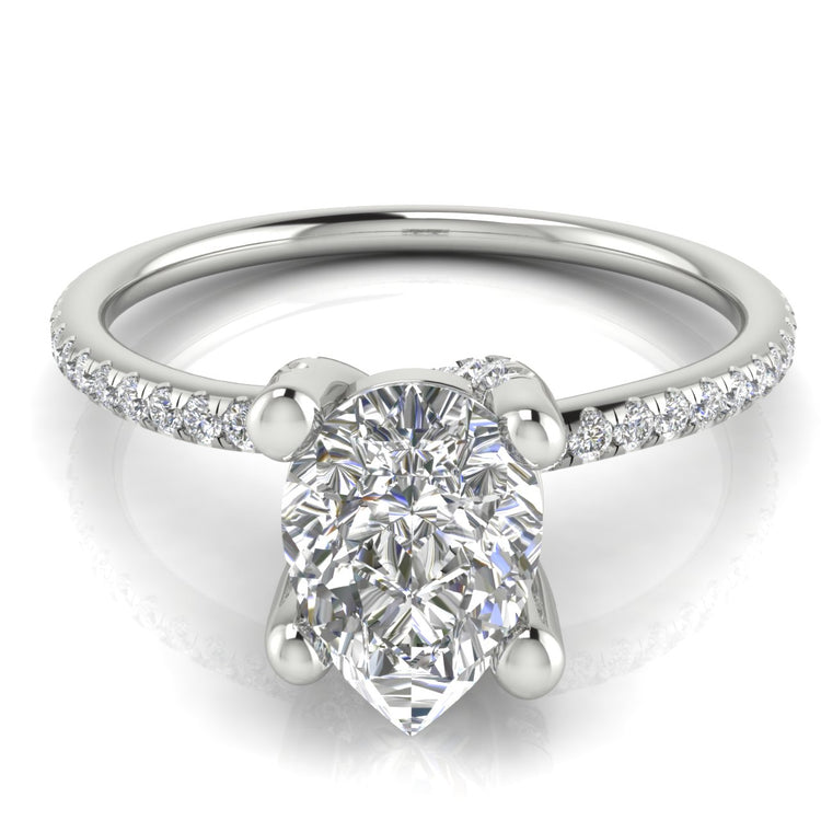Prong Pave Pear Shaped  Engagement Ring | Moissanite | Lab Grown Diamond