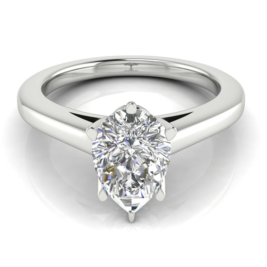 6 Prong Cathedral Pear Shaped Moissanite Engagement Ring