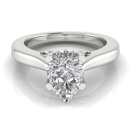 Bridge Paved Pear Shaped Engagement Ring | Moissanite | Lab Grown Diamond