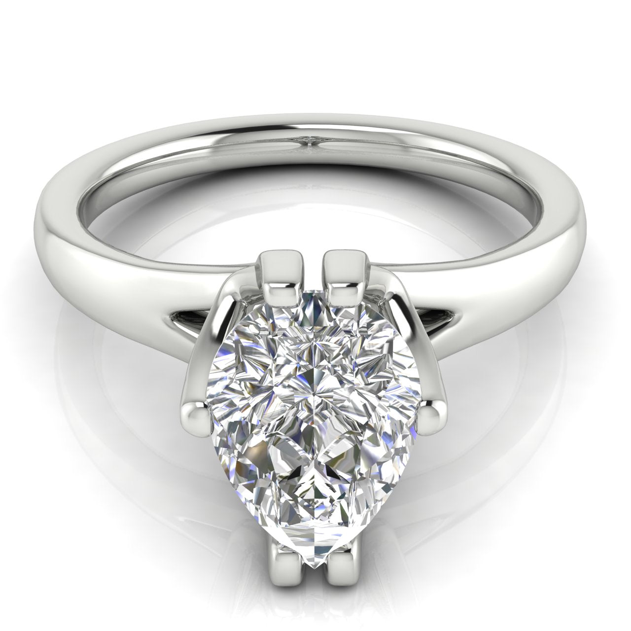 Suspended Pear Shaped Moissanite Engagement Ring