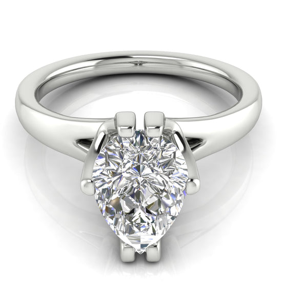 Suspended Pear Shaped Moissanite Engagement Ring