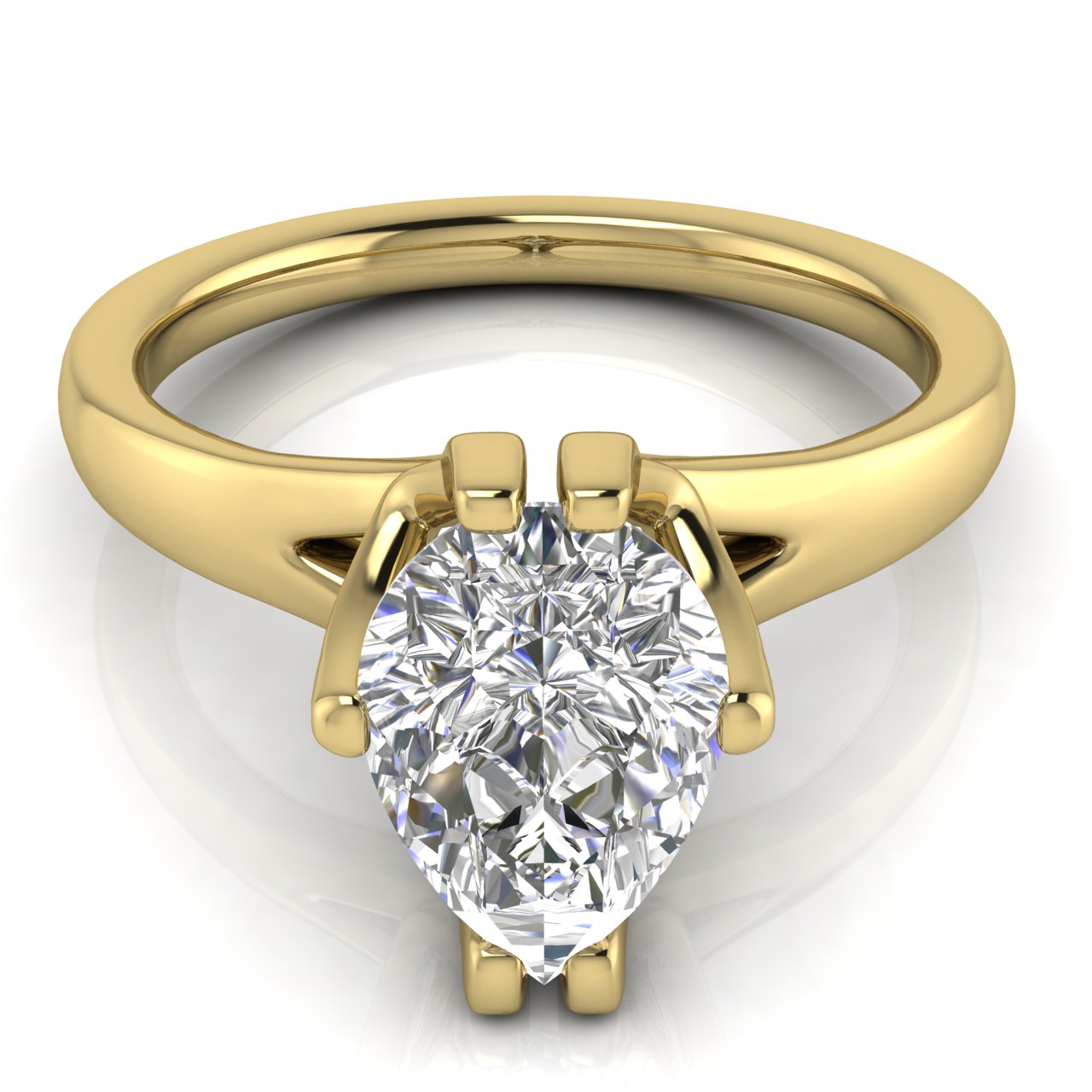 Suspended Pear Shaped Moissanite Engagement Ring