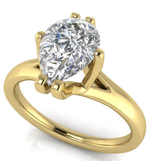 Suspended Pear Shaped Moissanite Engagement Ring