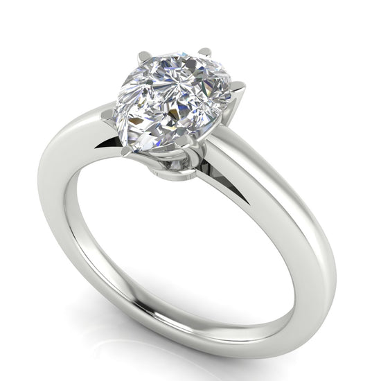 6 Prong Cathedral Pear Shaped Moissanite Engagement Ring