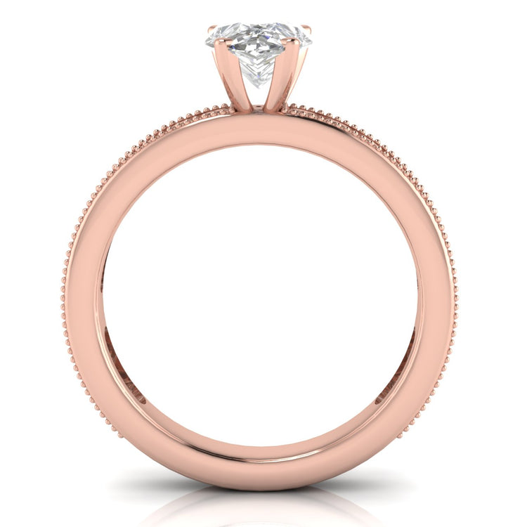 Channel Set Milgrain Pear Shaped Lab Diamond Engagement Ring