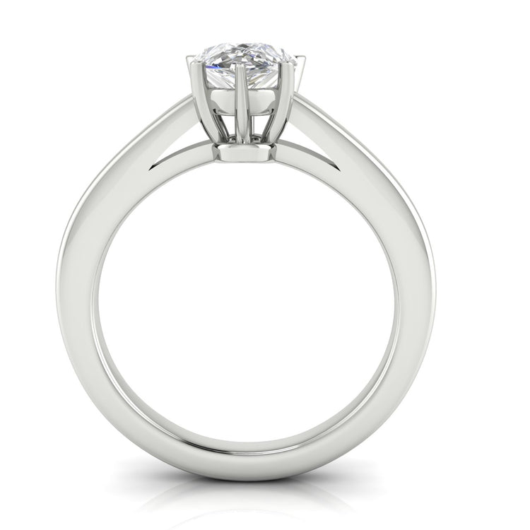 6 Prong Cathedral Pear Shaped Moissanite Engagement Ring