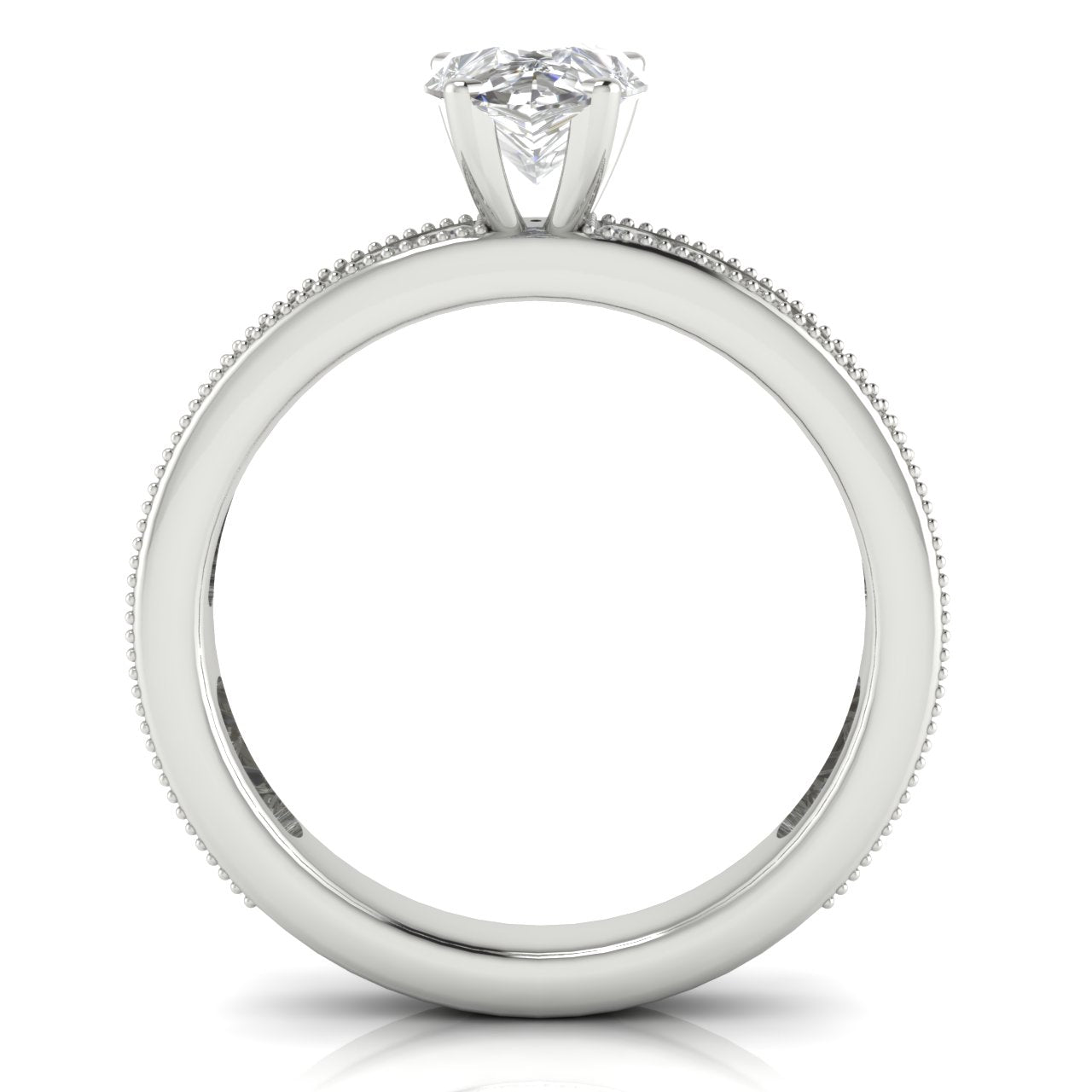 Channel Set Milgrain Pear Shaped Lab Diamond Engagement Ring