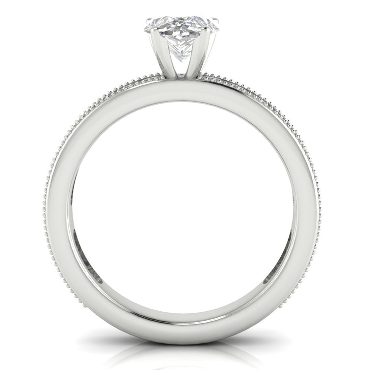 Channel Set Milgrain Pear Shaped Lab Diamond Engagement Ring
