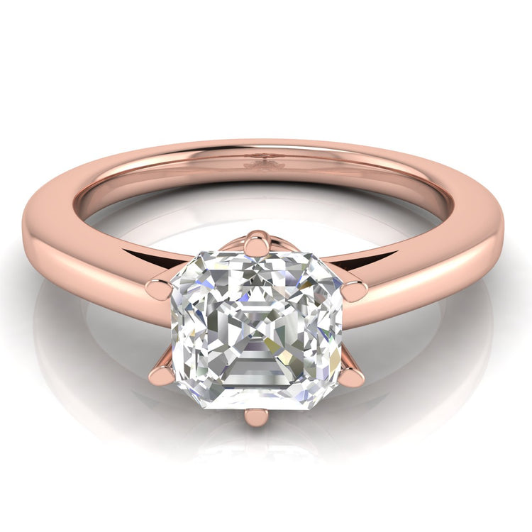 6 Prong Cathedral Emerald Cut Moissanite Engagement Ring