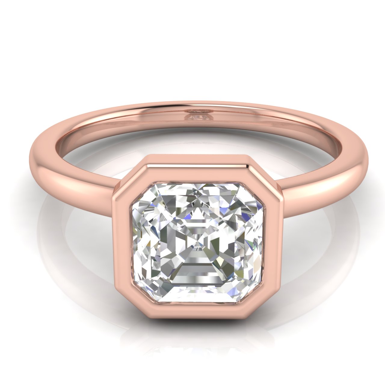 Bezel Emerald Cut Lab Diamond Engagement Ring