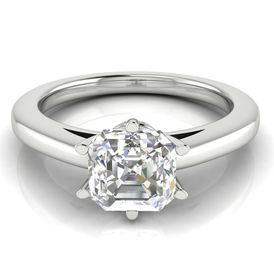 6 Prong Cathedral Emerald Cut Moissanite Engagement Ring