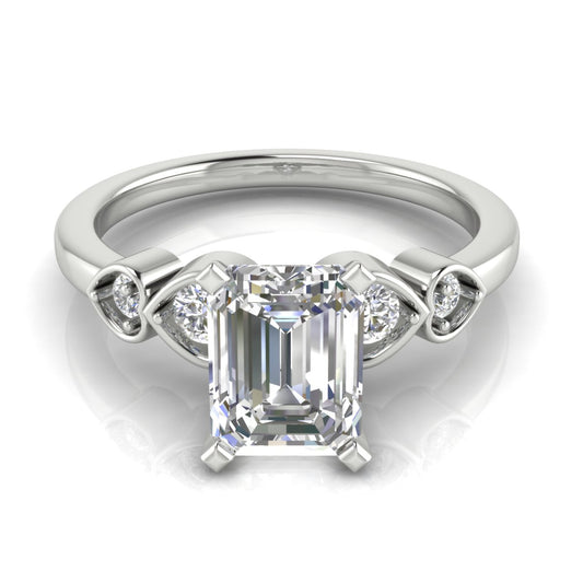 Romance Emerald Cut Engagement Ring | Moissanite | Lab Grown Diamond