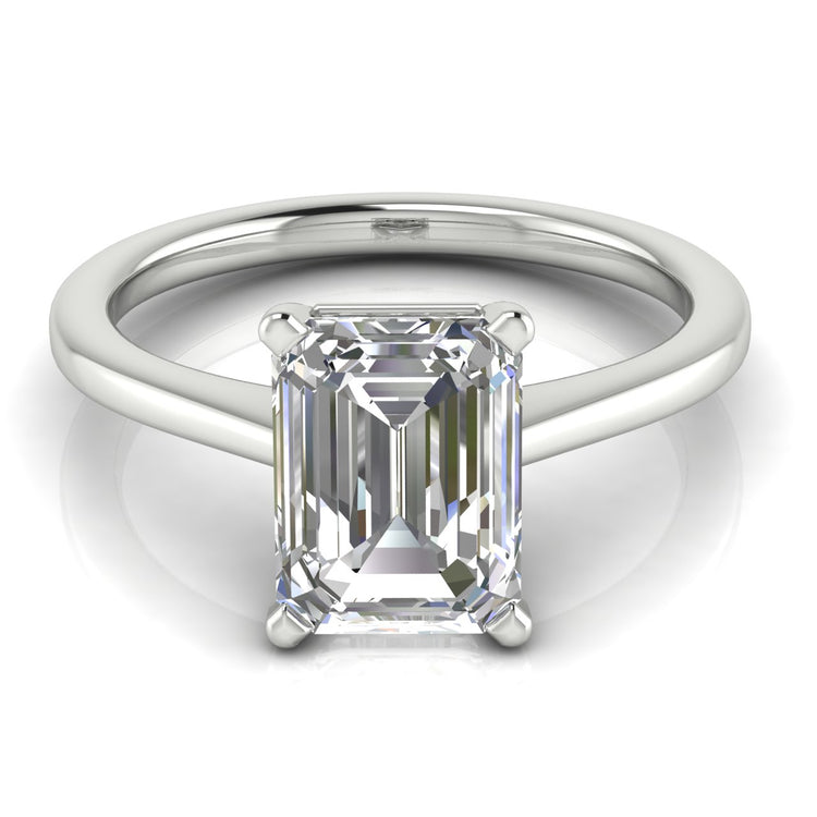 Basket Set Floating Emerald Cut Engagement Ring | Moissanite | Lab Grown Diamond