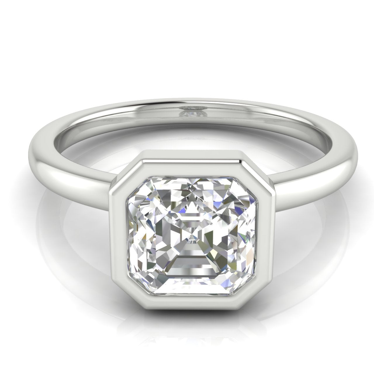 Bezel Emerald Cut Lab Diamond Engagement Ring