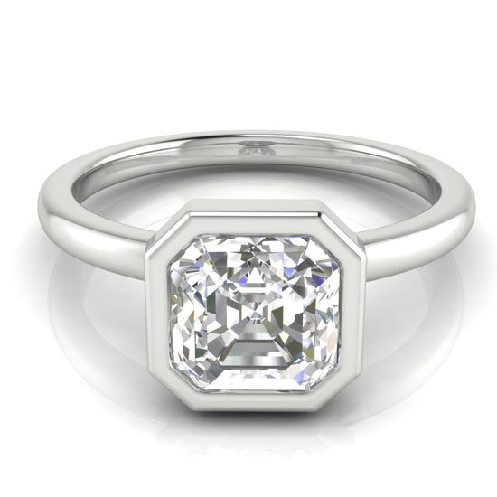 Bezel Emerald Cut Lab Diamond Engagement Ring