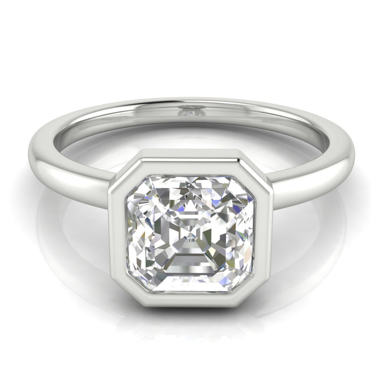 Bezel Emerald Cut Lab Diamond Engagement Ring