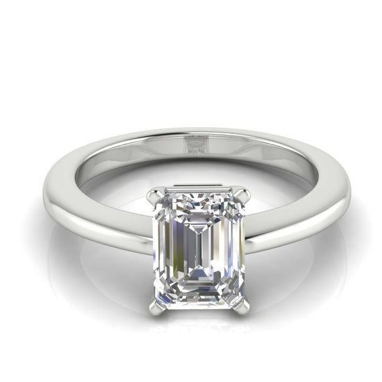 4 Prong Basket Emerald Cut Lab Diamond Engagement Ring
