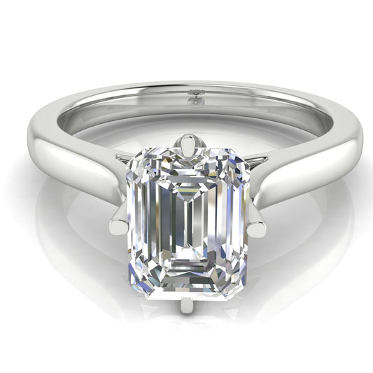Lotus Prong Emerald Cut Engagement Ring | Moissanite | Lab Grown Diamond