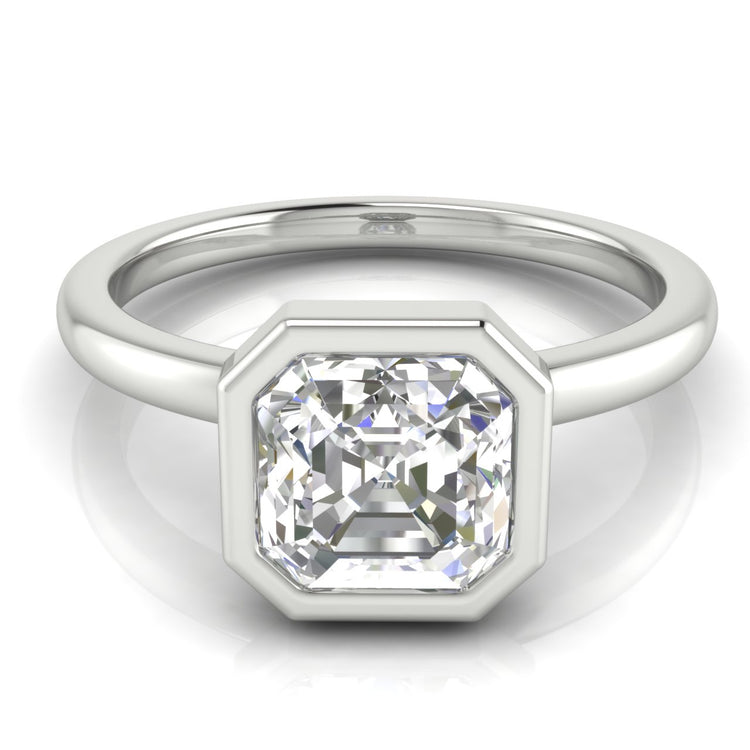 Bezel Cushion Cut Engagement Ring | Moissanite | Lab Grown Diamond