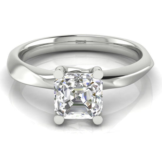 Knife Edge Crossover Emerald Cut Lab Diamond Engagement Ring