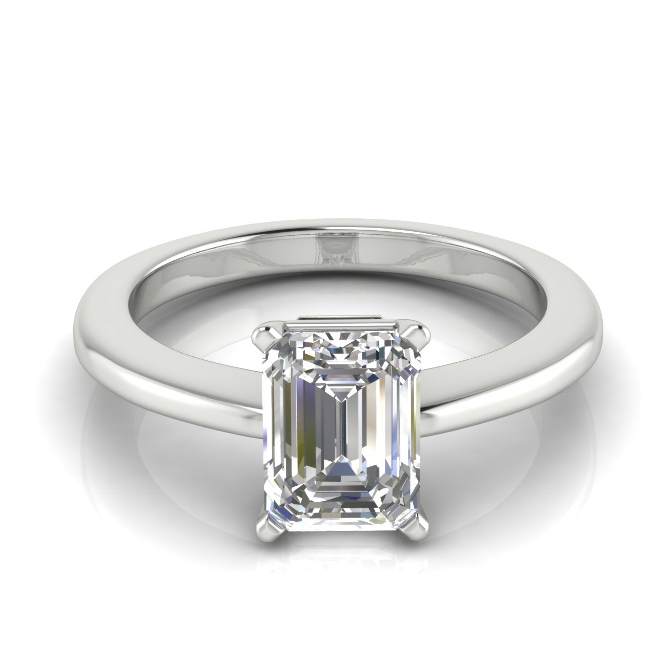 4 Prong Basket Emerald Cut Moissanite Engagement Ring