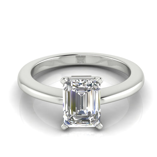 4 Prong Basket Emerald Cut Moissanite Engagement Ring
