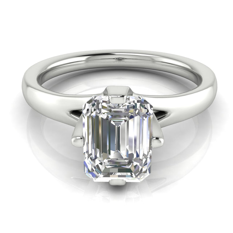 Suspended Emerald Cut Lab Diamond Engagement Ring