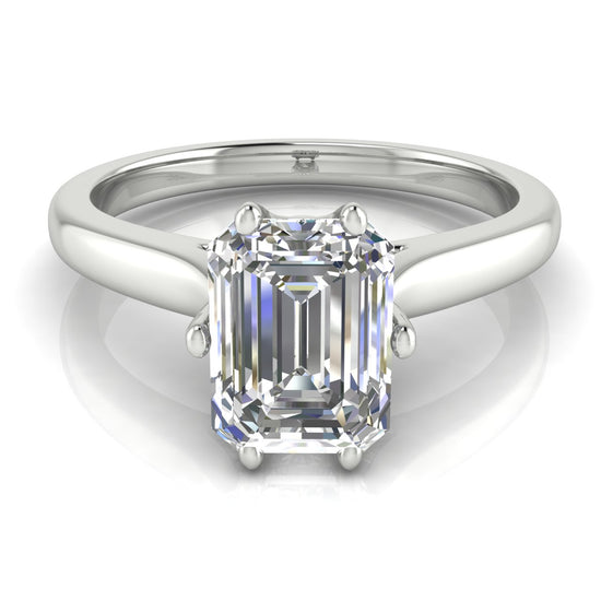 Crown Emerald Cut Moissanite Engagement Ring