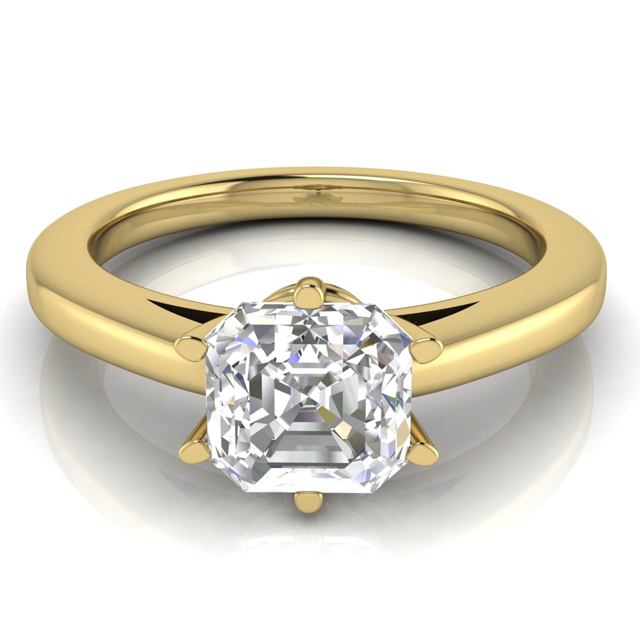6 Prong Cathedral Emerald Cut Moissanite Engagement Ring