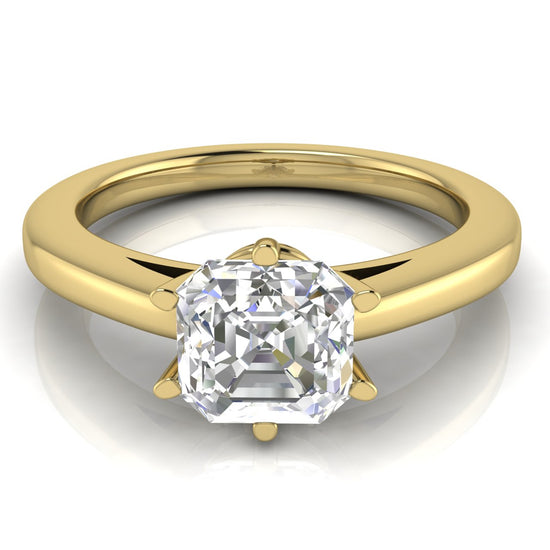 6 Prong Cathedral Emerald Cut Moissanite Engagement Ring